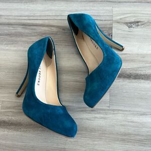 Audrey Brooke 8.5 Leather Turquoise Pumps